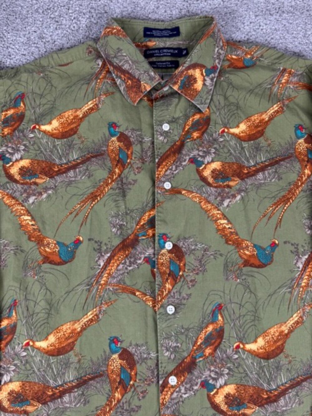 Daniel Cremieux Men's Cotton Birds Pheasants Print Shirt Size XL Hunting Button